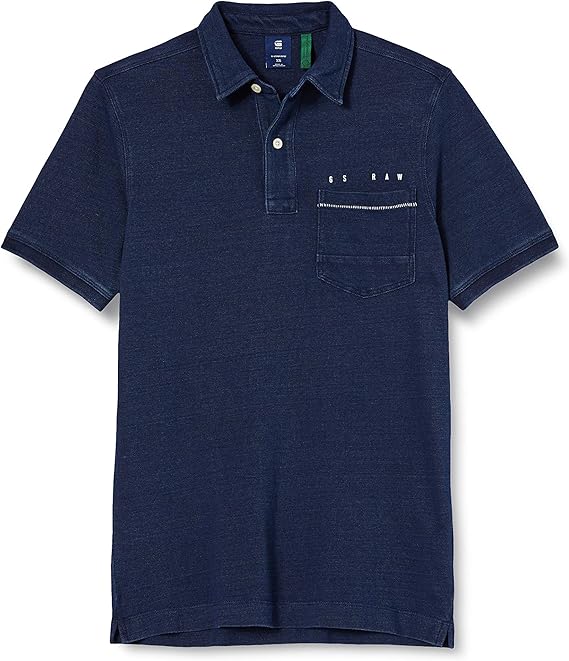 g-star raw 男式靛蓝色修身 polo 衫